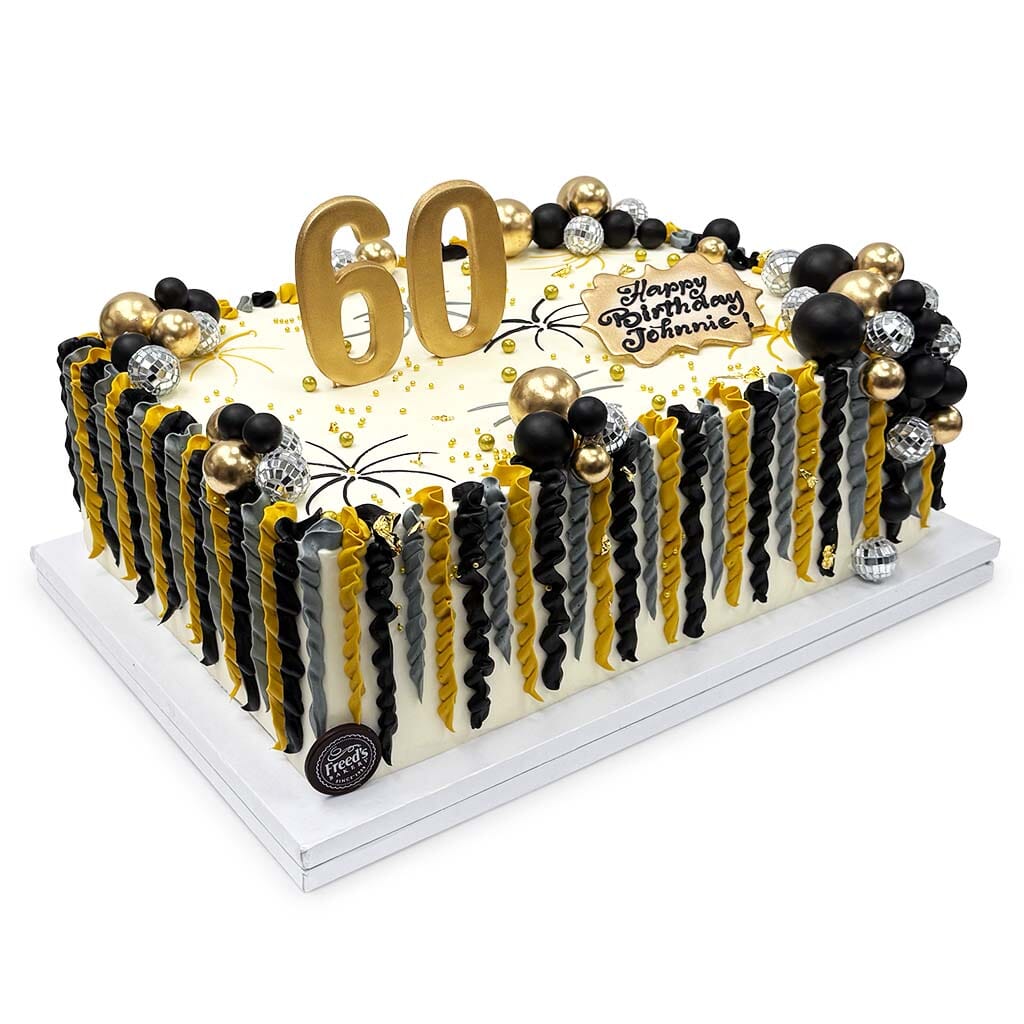 Black and Gold Disco Theme Cake Freed's Bakery
