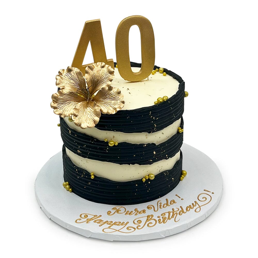 Black and Gold Luxe Theme Cake Freed's Bakery