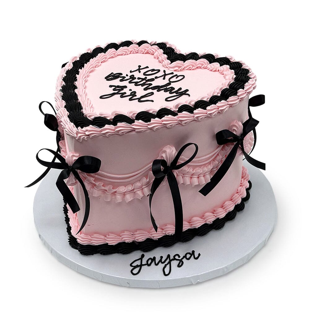 Blush and Noir Heart Theme Cake Freed's Bakery