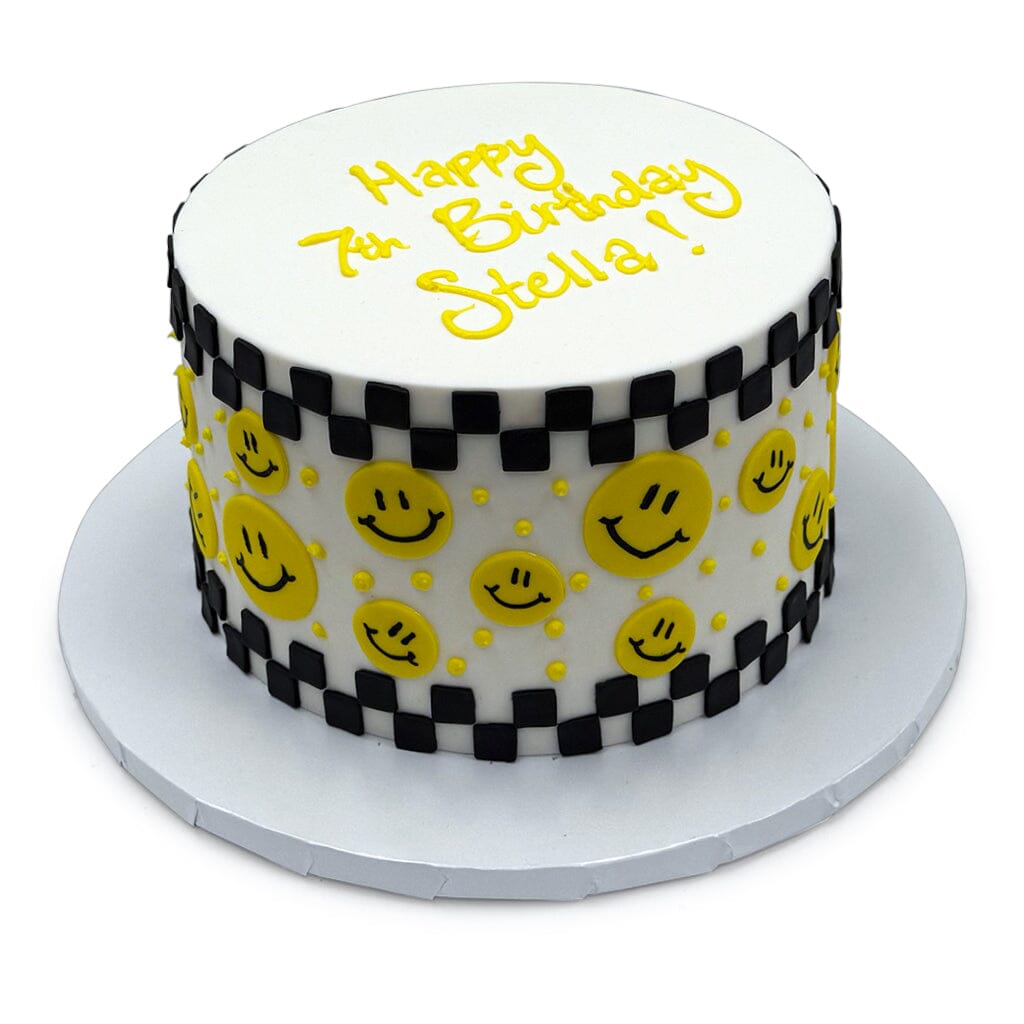 Checkered Smiley Face Theme Cake Freed's Bakery