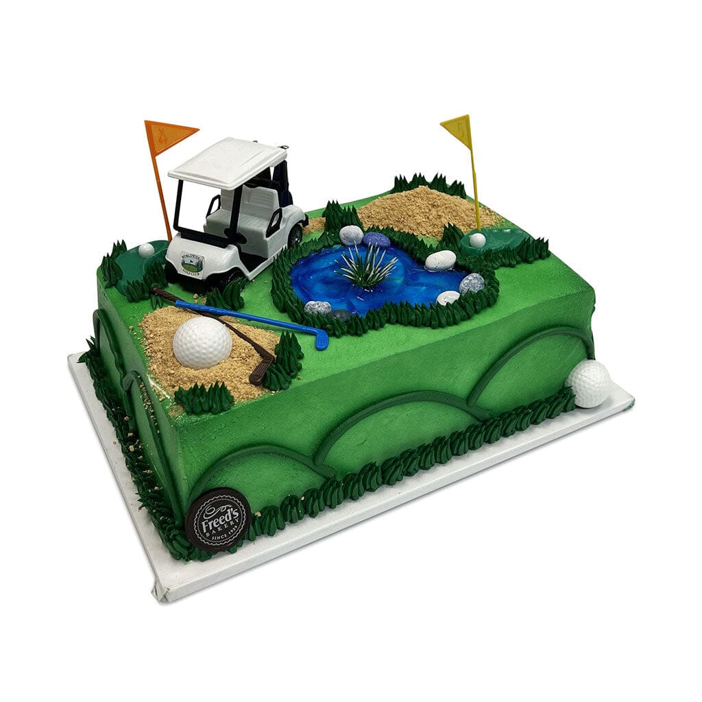 Great Day Golfing Theme Cake Freed's Bakery 1/4 Sheet (Serves 20-25) Vanilla Cake & Bavarian Cream Buttercream