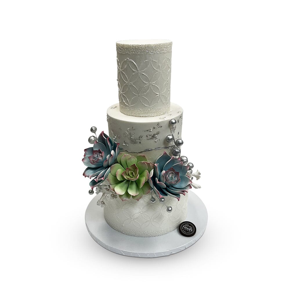 Silver Succulents Wedding Cake Freed's Bakery