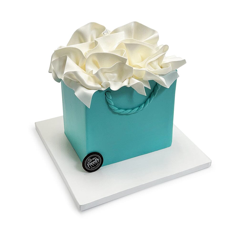 Blue Shopping Bag Theme Cake Freed's Bakery