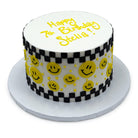 Checkered Smiley Face Theme Cake Freed's Bakery 