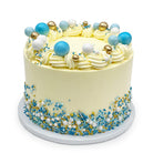 Blue and Gold Celebration Theme Cake Freed's Bakery 