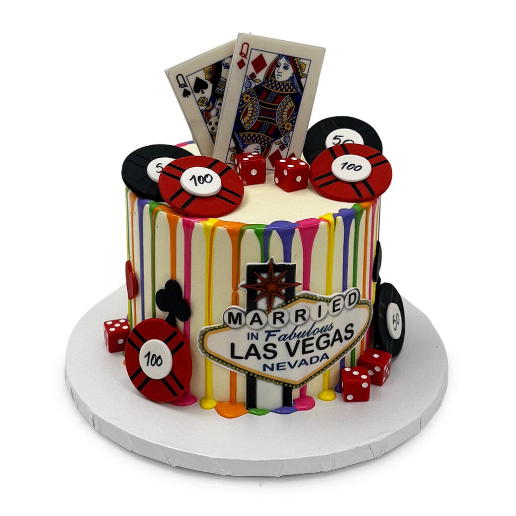 Rainbow Vegas Vows Theme Cake Freed's Bakery 